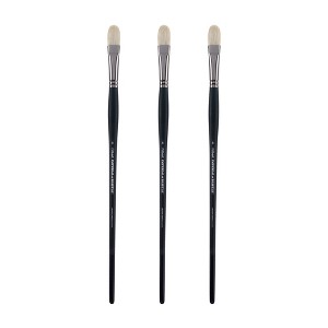 Creative Mark Imperial Professional Chungking Hog Bristle Brush - Filbert , Handmade Long Handle Oil Paint Brushes for Artists, Nickel-Plated Brass - 1 of 4