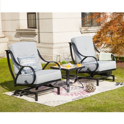 3pc Steel Patio Seating Sets Gray - Lokatse