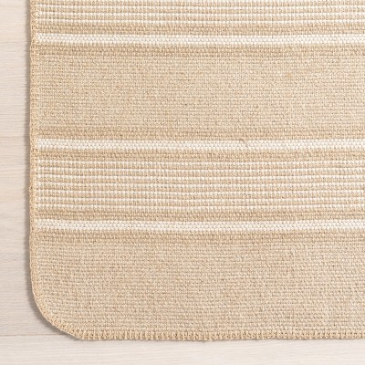 Anaya Natural Striped Cotton and Synthetic 6' x 9' Handmade Rug