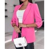 Cropped Suit Jacket Women Solid Color Long Sleeve Work Office Suit Turn Lapel Collar Padded Shoulder Blazer - 4 of 4