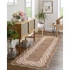 2'x6' Washable Scalloped Living Room Rugs, Plaid Floral Soft Non Slip Bedroom Carpet, Large Low Pile Dining Room Rugs, Taupe - 2 of 4
