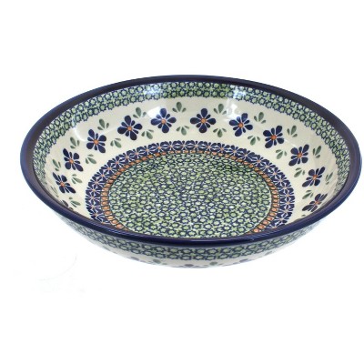 Blue Rose Polish Pottery Mosaic Flower Large Salad Bowl