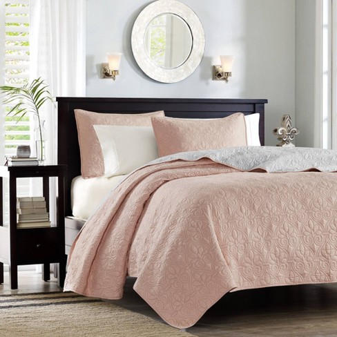 Vancouver King California King 3pc Reversible Coverlet Set Blush