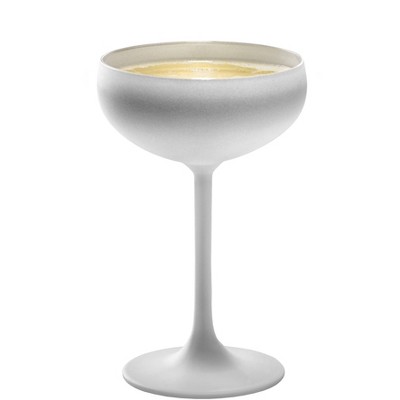 Olympia Matte White and Silver Crystal Champagne Coupe Glasses
