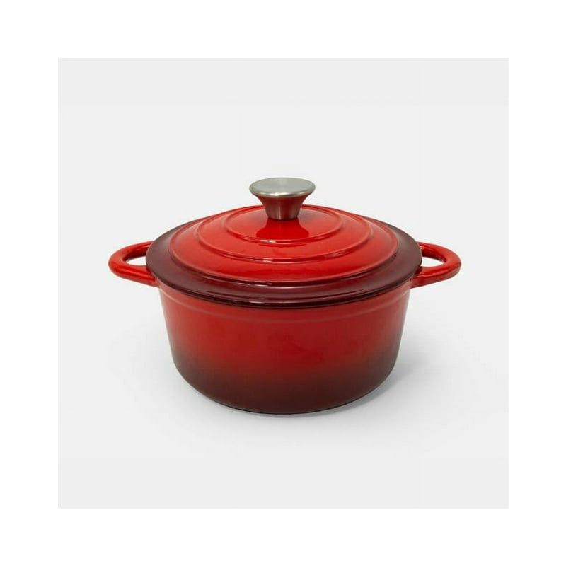 EXCELSTEEL 443 2.8QT CASSEROLE PAN WITH RED ENAMEL COATING, 1 of 6