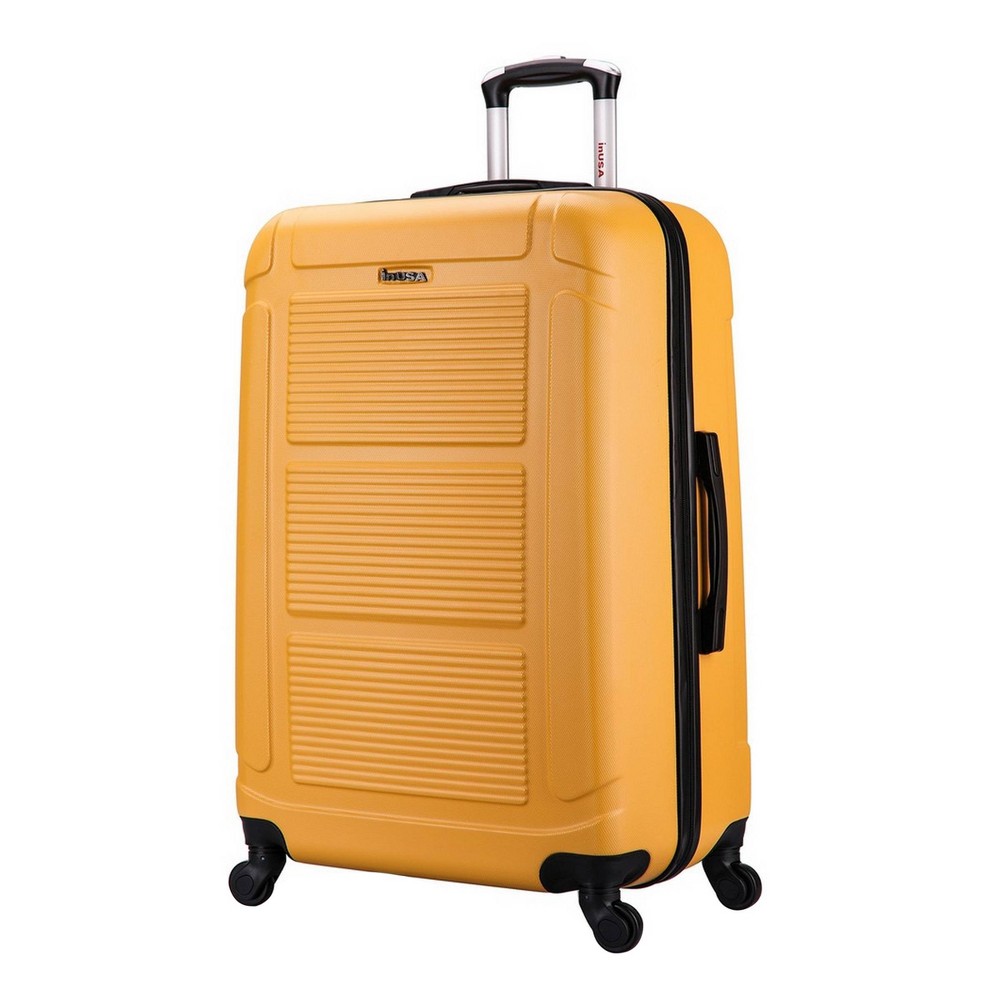 Photos - Luggage InUSA Pilot Lightweight Hardside Large Checked Spinner Suitcase - Mustard 