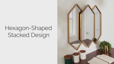Diaz Hexagonal Black and Gold Stacked Wall Mirror Set