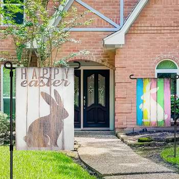 2Pcs Double-Sided Happy Easter Bunny Flag - 39.4" x 27.2" Outdoor Party Yard  Garden Flag Decoration for Easter Deck