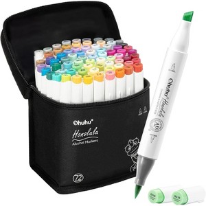 72 Colors Alcohol Markers, Ohuhu Double Tipped Sketch Marker, Alcohol Brush Art Marker Set, Comes w/ 1 Blender for Sketching (Chisel & Brush) - 1 of 4
