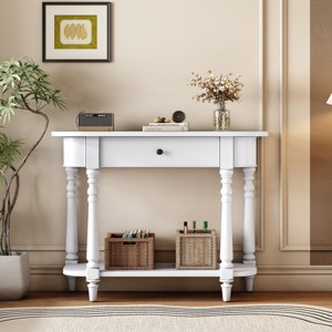 36"Wx30"H Solid Wood Vintage Style Console Table With Top Drawer And Open Lower Shelf,Console Table Entryway Narrow - Maison Boucle - 1 of 4