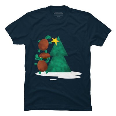 Men's Design By Humans Christmas Tree Turtle By moredesignsplease T-Shirt