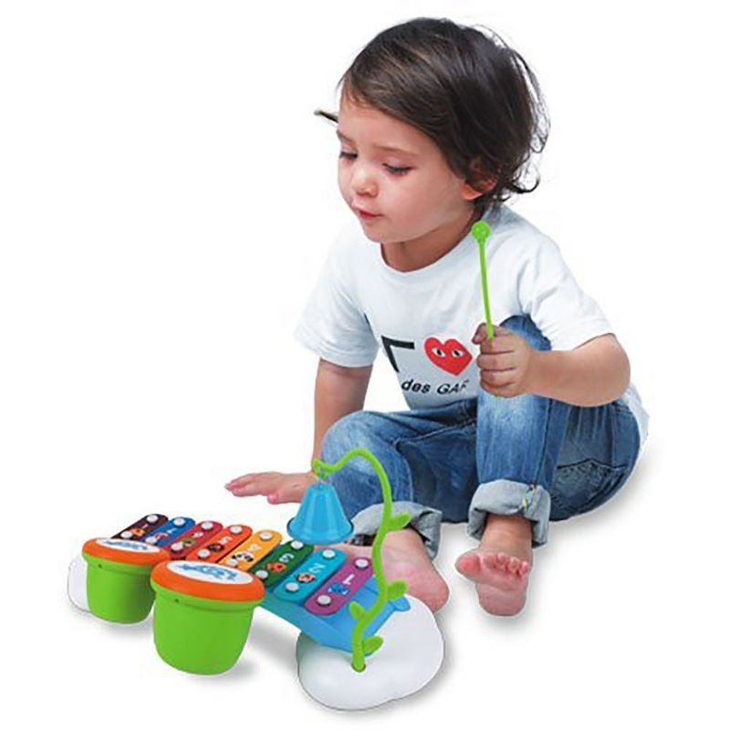 Link 15" Baby Toys Rainbow Xylophone Musical Toy Piano Bridge Instrument with 6 Music Cards, 8 Notes, Ringing Bell and Drums, 2 of 9