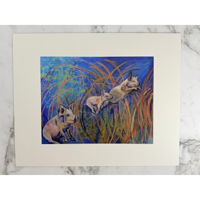 The Pink Picket Fence Hand-Signed Art Print “Of Flying Pigs” – 20x16 Matted Wall Art – Fine Art Reproduction from Oil Painting by Kallen