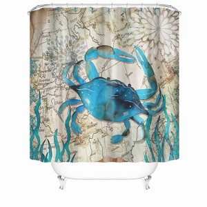 Blue Crab Shower Curtains for Bathroom Waterproof Fabric Bath Curtain Durable Soft Stylish Bathroom Decor 72x72 Inch - 1 of 1
