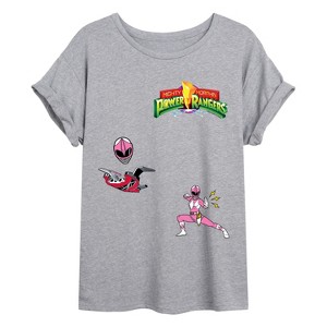 Women's - Power Rangers - Logo Icons Oversized Graphic T-Shirt : Target