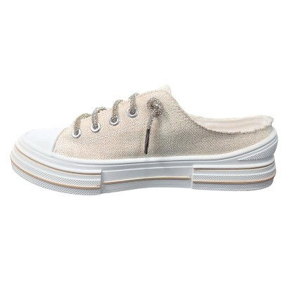 Женские кроссовки Very G Womens Aman Slip On Platform Sparkle Canvas Sneaker, Natural (9) — фото 2