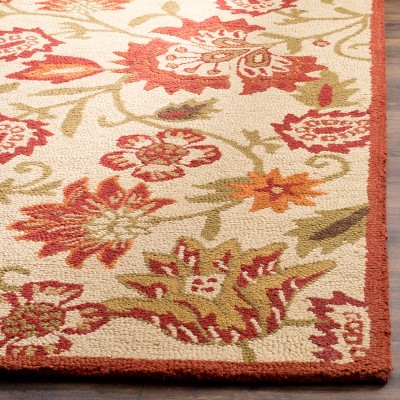 Ivory Floral Tufted Wool Handmade Reversible 4' x 6' Rug