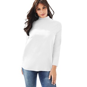 Roaman's Women's Plus Size Long Sleeve Mockneck Ultimate Tee - 1 of 4