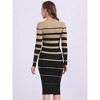 INSPIRE CHIC Women's Striped Long Sleeve Stretchy Crew Neck Bodycon Ribbed Knit Casual Fall Sweater Dress - 4 of 4