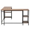 Baxton Studio Lydia Modern Walnut Brown Finished Wood and Black Metal L-Shaped Corner Desk with Shelves - 4 of 4
