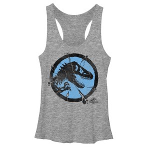Women's Jurassic World Cracked T. Rex Logo Racerback Tank Top - 1 of 3
