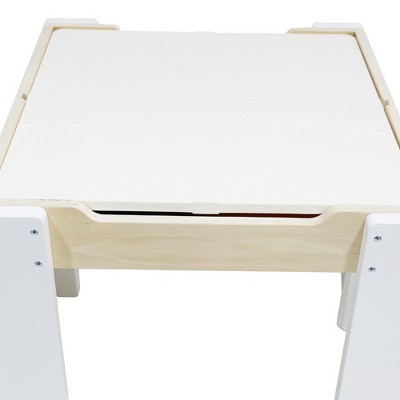 White and Natural Wooden Kids Activity Table with Reversible Top