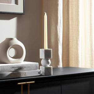 Marble Stone Taper Holder with Geometric Contemporary Design - 1 of 4