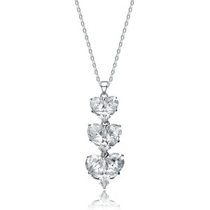 Guili Cubic Zirconia Sterling Silver Rhodium Plated Triple Heart Shape Pendant, A Romantic and Elegant Design, A Perfect Gift for Loved Ones - 1 of 3