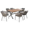 Nestfair 7pc Metal Frame Outdoor Dining Set with Cushion and Acacia Wood Tabletop Gray - 2 of 4