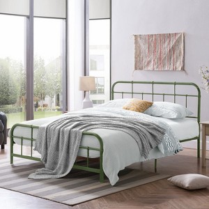 Christopher Knight Home Sabine Industrial Iron Platform Bed Frame with Rounded Corner Headboard and Footboard - 1 of 4