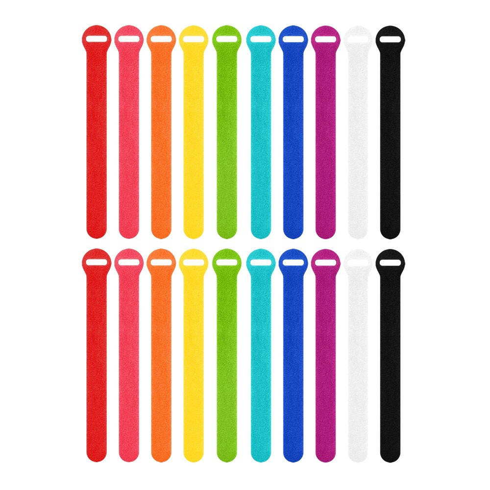 Wrap-It 20pk 8" Storage Self Gripping Cable Ties Multicolor