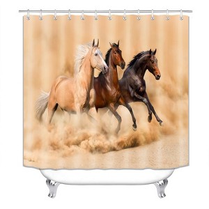 Three Galloping Horses Shower Curtains for Bathroom Waterproof Fabric Bath Curtain Durable Soft Stylish Bathroom Decor 72x72 Inch - 1 of 1