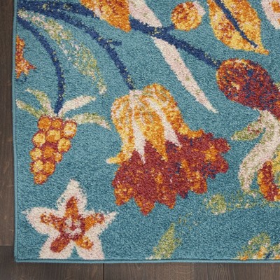 Allur Turquoise Multicolor Floral Synthetic 5' x 7' Area Rug