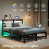 Full Size Metal Bed Frame with Wooden Headboard and RGB Lights for Bedroom or Apartment - 2 of 4