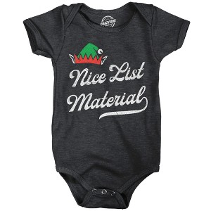 Nice List Material Baby Bodysuit Funny Sarcastic Christmas Graphic Novelty Jumper For Infants - Crazy Dog Baby Bodysuit Gift For Christmas Black 12 - 1 of 4