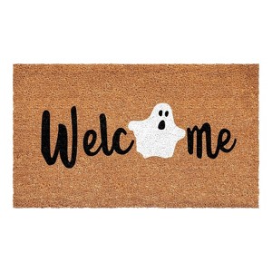 HomeRoots 24" X 36" Black Natural And White Halloween Halloween Welcome Outdoor Coir Door Mat - 1 of 4