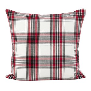 20"x20" Borland Plaid Down Filled Square Throw Pillow - Saro Lifestyle: Indoor/Outdoor, Cotton, Zipper Closure - 1 of 3
