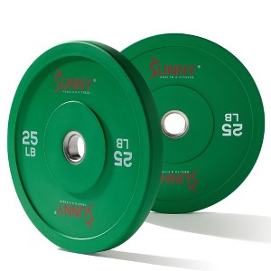 Sunny Health & Fitness Elite Olympic Bumper Weight Plate 2pc 25lbs - Green - 1 of 4