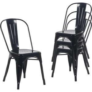 YOUNIKE 17.32" Metal Dining Chairs Set of 4 with Removable Backrest Stackable Patio Chair for Cafe Bistro - 1 of 4