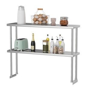 Stainless Steel Overshelf Shelves for Work & Prep Table, 2 Tier Double Deck Overshelf with Adjustable Shelf, Commercial Countertop Shelf - 1 of 4