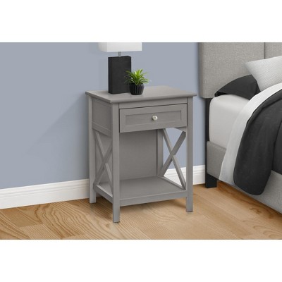 Gray Wood Rectangular End Table with Storage Drawer