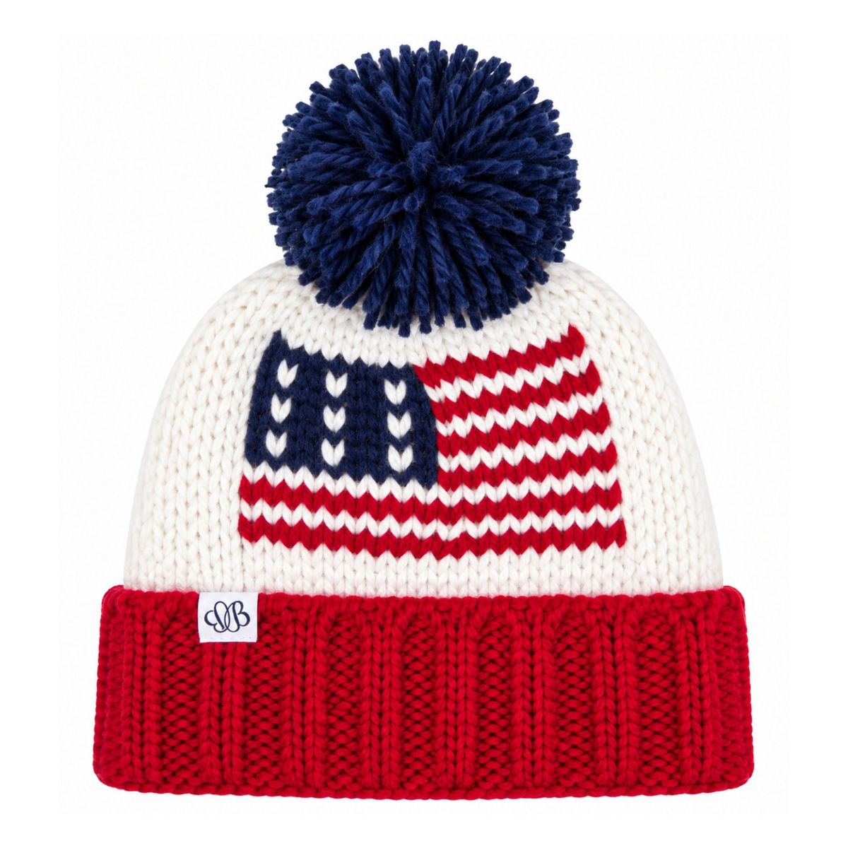 Bits & Bows Unisex American Flag Bobble Hat, Red/White/Blue