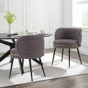 Set of 2 Kaya Modern Pleated Velvet Upholstered Dining Chairs - Manhattan Comfort - 1 of 4