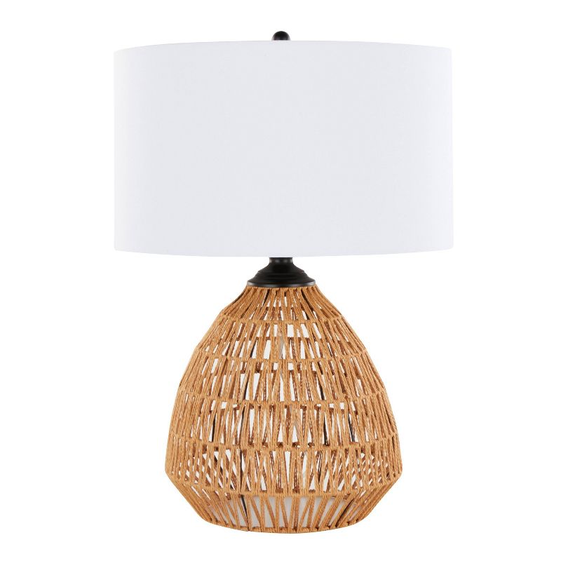 LumiSource Congo 29&#34; Contemporary Rattan Table Lamp Natural Rope Rattan Matte Black Metal and White Linen Shade from Grandview Gallery, 1 of 6