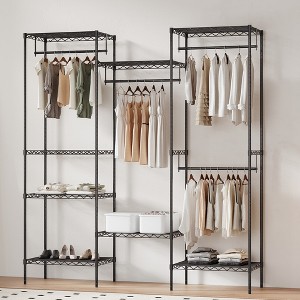 Garment Rack Heavy Duty Clothes Rack, Metal Clothing Rack with 4 Hang Rods & 8 Adjustable Shelves, Freestanding Wardrobe Closet Garment Rack - 1 of 4