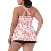 Agnes Orinda Women's Plus Size V Neck Sleeveless Floral Flowy Top with Shorts 2-Piece Tankini Sets - 4 of 4