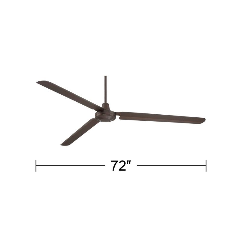 72" Casa Vieja Velocity Modern Industrial 3 Blade Indoor Outdoor Ceiling Fan Oil Rubbed Bronze Damp Rated for Patio Exterior House Home Porch Gazebo, 4 of 9