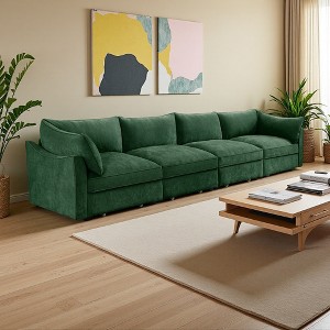 146.4" Chenille Modular Sectional Sofa with Storage Drawers Under Each Seat - 1 of 4