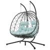 PAGED Indoor Outdoor PE Wicker Swing Chair with Foldable Design and Stand,2 Persons Egg Chair for Patio,Porch,Garden - 2 of 4