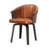 HOMLUX Poplar Wooden Swivel Desk Chair Retro Faux Leather Upholstered Accent Chair for Home Office，Kitchen，Dining Room - 4 of 4